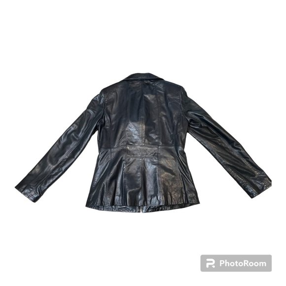 Cole Haan 100% Lambskin Black Leather Jacket - EUC, Size Medium - Picture 4 of 7